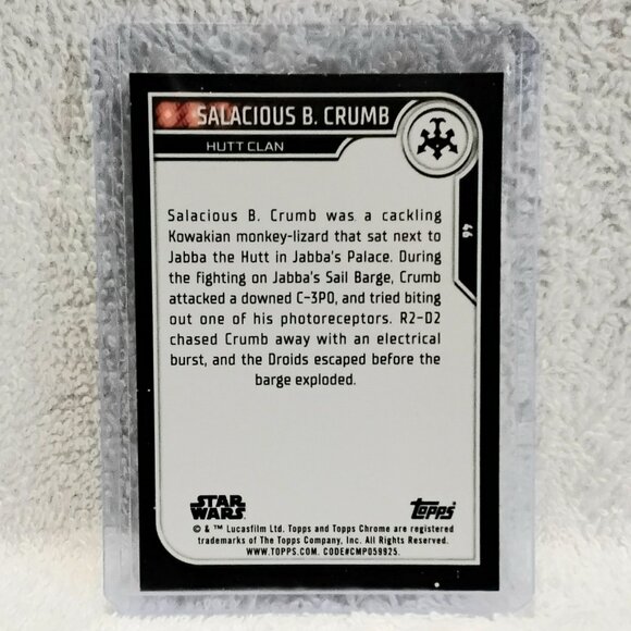 5/$20 Mint 2023.Topps Chrome Salacious B. Crumb Star Wars Card 46!! - Picture 2 of 2